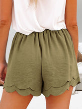 Tied Layered Scalloped Hem Shorts OutfitFlow